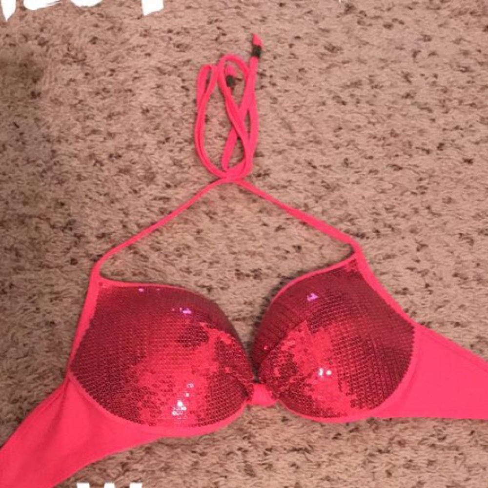 Hot pink sequin bathing suit top